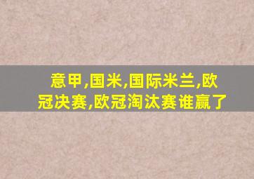 意甲,国米,国际米兰,欧冠决赛,欧冠淘汰赛谁赢了