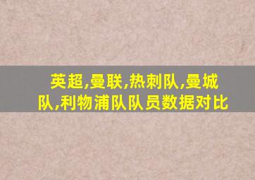 英超,曼联,热刺队,曼城队,利物浦队队员数据对比